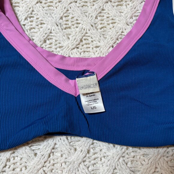 L*Space Colorblock Ribbed Bikini Top‎ Blue Pink White – Women’s Large nwot - Picture 5 of 6